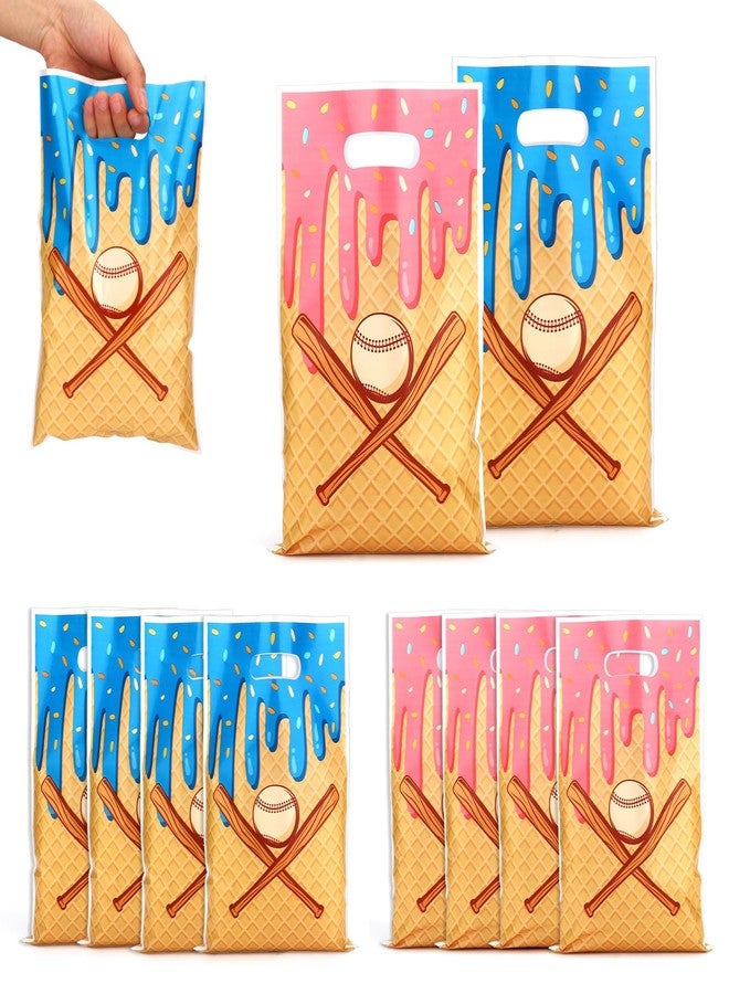 Fukaisu 50pcs Baseball Ice Cream Drip Gift Bags, Baseball Ice Cream Goodie Candy Snack Party Favors Bags with Handles for Birthday Sport Theme Party Decor Team Celebration Supplies - Image 1